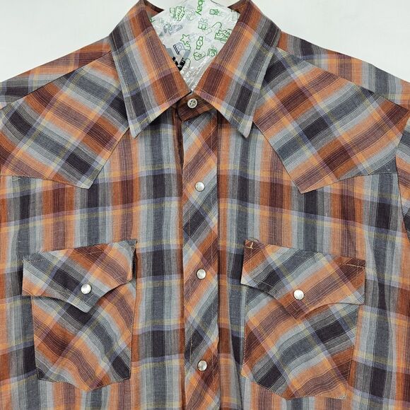 Vintage‎ Champion Westerns Shirt Mens 16.5 33 Permanent Press Pearl Snap Plaid - Picture 2 of 11